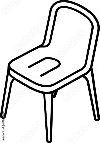 Minimalist Plastic Chair Line Drawing Icon for Furniture and Interior Design Concepts