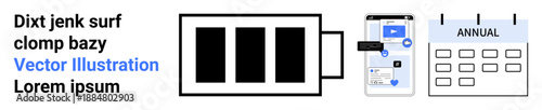 Energy management, scheduling, technology interface, resource allocation, smart devices, planning tools. battery, mobile screen annual calendar. Energy management and scheduling visualization