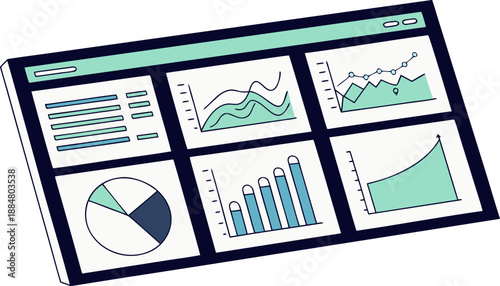data analytics dashboard charts and graphs vecto