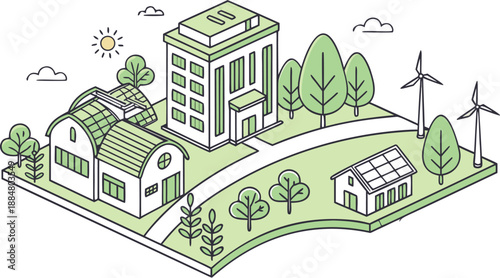 eco city concept green buildings parks clean ou