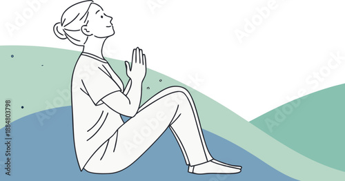 yoga meditation illustration peaceful pose minima
