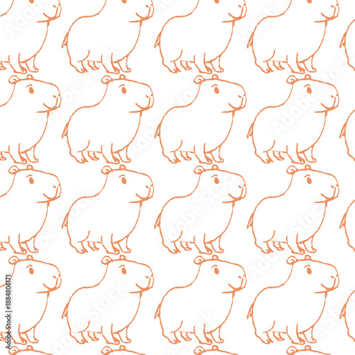 Pattern con graziosi capibara arancioni, illustrazione vettoriale