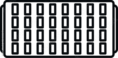 Ice cube tray with square molds creating ice in a freezer