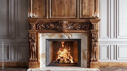 A photo of fireplace mantels