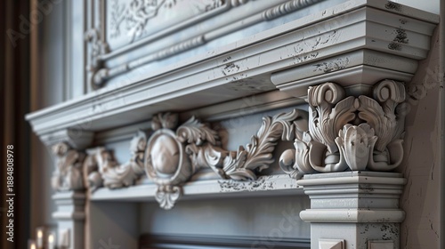 A photo of fireplace mantels