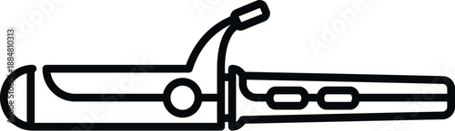 Curling iron line icon representing hair styling tool for beauty and fashion