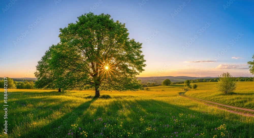 Obraz premium Serene Tree at Sunset