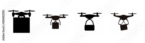 Drones delivering various packages Vector, illustration