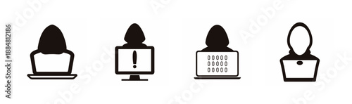 Four icons of individuals and computers Vector, illustration