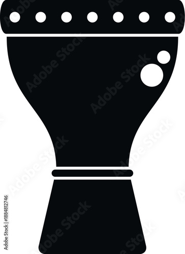 Goblet drum percussion instrument in black silhouette style on a white background