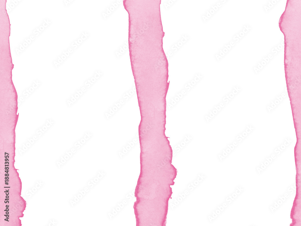 Fototapeta premium Pink watercolor stripes border template isolated on transparent background