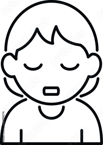 Person icon portraying a sense of calm, rest, and sleep, in line art style