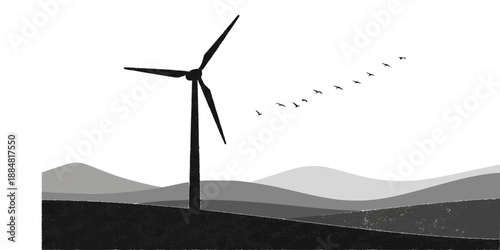 Wind Turbine Green Energy Nature Silhouette