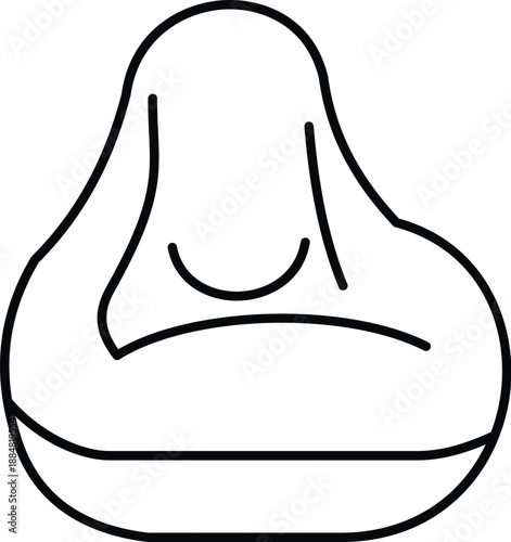 Bean bag chair line art icon representing comfort lounge furniture
