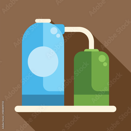 Gas cylinders connected by a hose, showing industrial equipment for energy storage