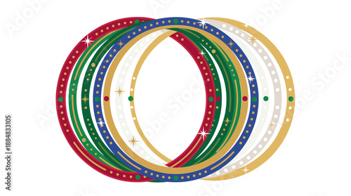 Hyderabad traditional colorful bangles vector illustration. Indian Laad Bazaar jewelry concept isolated on white background. Fashion accessory design for wedding or festival.