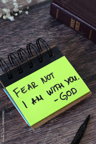 Photography Fear not I am with you, God, inspirational handwritten quote with holy bible book