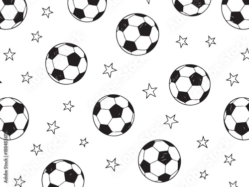 soccer vector pattern black and white ball star motif