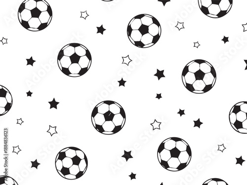soccer seamless pattern hand drawn balls and stars