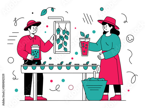 Aquaponics System - Sustainable Farming Vector Illustration