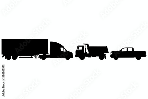 Silhouettes of Various Trucks, Urban Environment, Illustration Viewpoint, Vehicle Design Concept