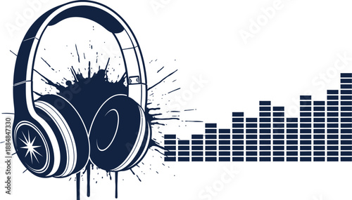 Sound wave and headphone audio music equalizer icon