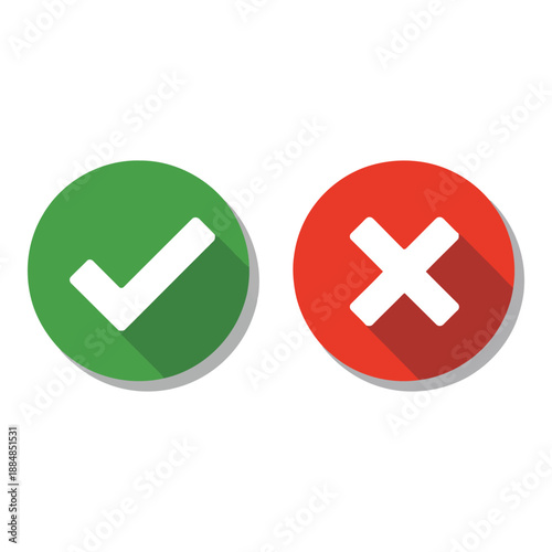 Flat design check and cross icons
