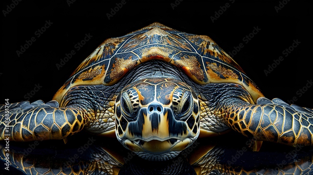 Fototapeta premium A photo of a sea turtles shell and wise