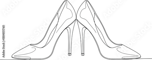 High heel shoes vector illustration, black and white fashion design with pointed toes and stiletto heels