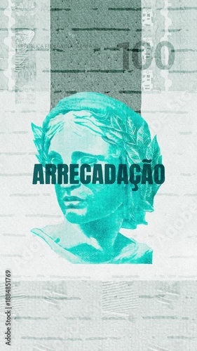 Arrecadação text – Brazilian Real currency – Digital Glitch Effect