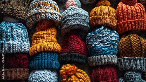 A photo of a selection of knitted hats