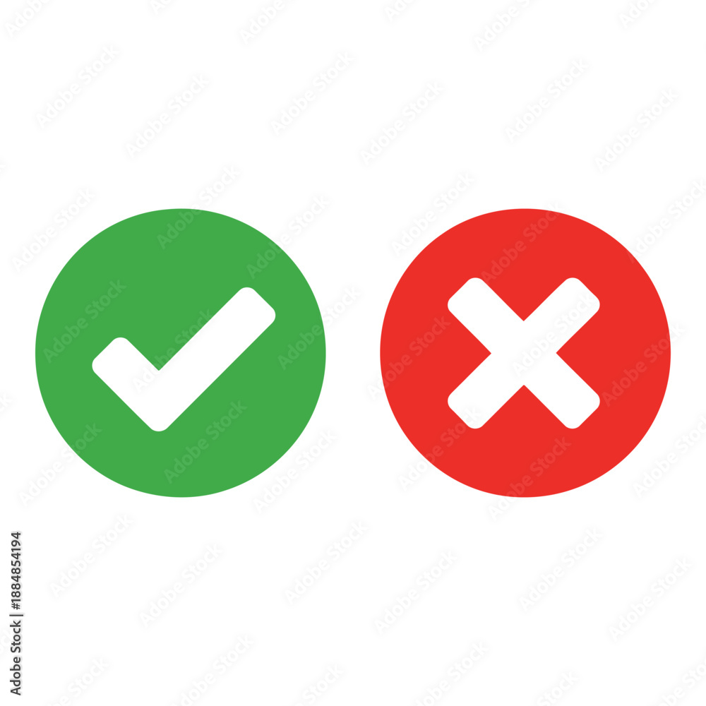 Obraz premium Checkmark and cross icons set