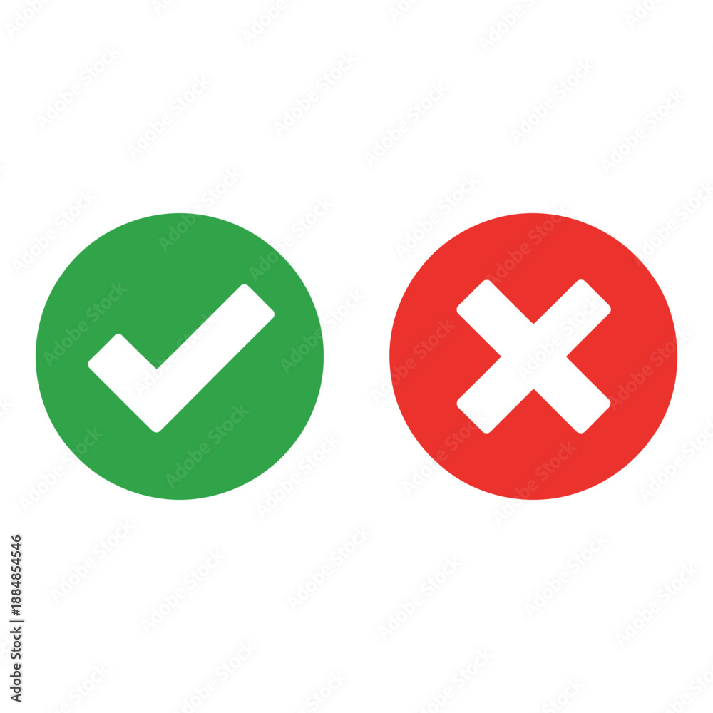 Obraz premium Green checkmark and red cross icons