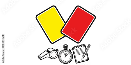 Crossed Yellow and Red Cards for Referee Disciplinary Concepts Vector