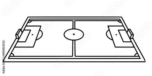 Empty Soccer Pitch Line Art with Field Markings for Background Vector