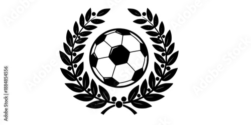 Laurel Wreath Surrounding Soccer Ball for Champion and Heritage Vector