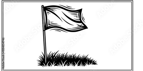Corner Flag Blowing in Wind on Soccer Pitch Graphic Resource Vector