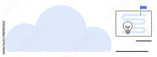 Cloud computing concept. Cloud infrastructures enabling innovation and project planning. Cloud computing supporting ideas, digital transformation, and strategic workflows. Ideal for IT, business