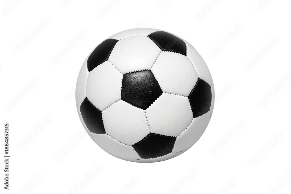 Obraz premium Traditional black and white soccer ball ready for playing football with friends, isolated on transparent background