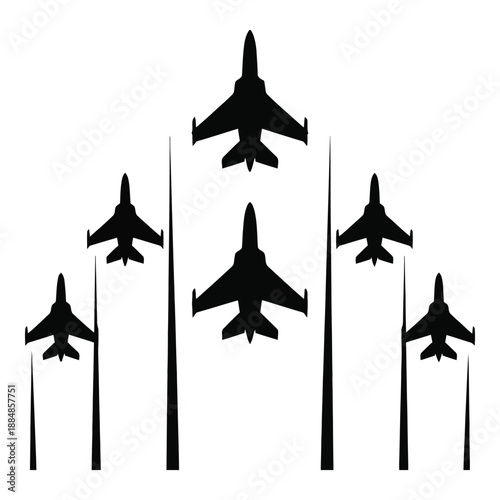 Minimalist jet fighter silhouettes