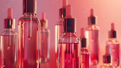 A photo of a set of hair serums in glass dropper bottles.