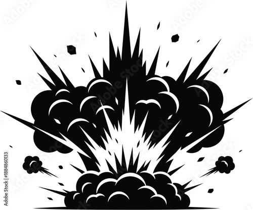 Dynamic explosion effect in black perfect for designs on transparent background silhouette