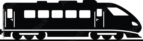 Modern high speed train graphic a sleek design element on transparent background silhouette