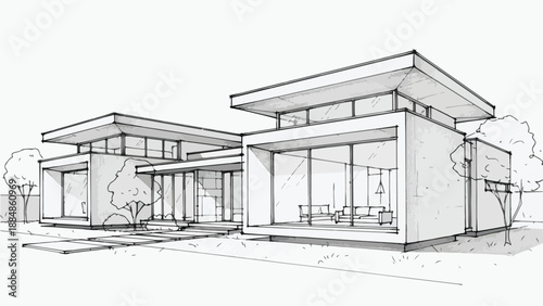 Minimalist modular house with flat roof design