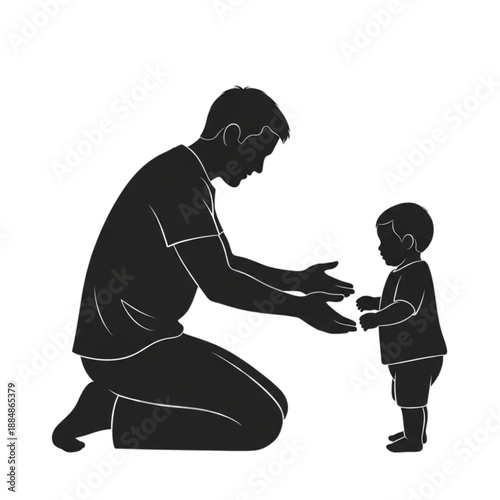 Man and child in gentle interaction Isolated On Transparent Background.