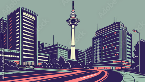 Seoul skyline features tower in south korea cityscape. Suitable for travel blogs, presentations, south korea tourism marketing, and commercial advertisements.