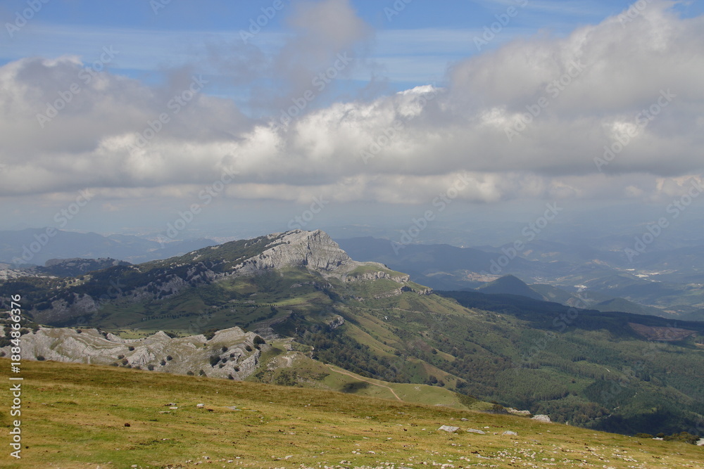 Obraz premium Natural park Gorbea, Basque Country, Spain, hiking in mountain