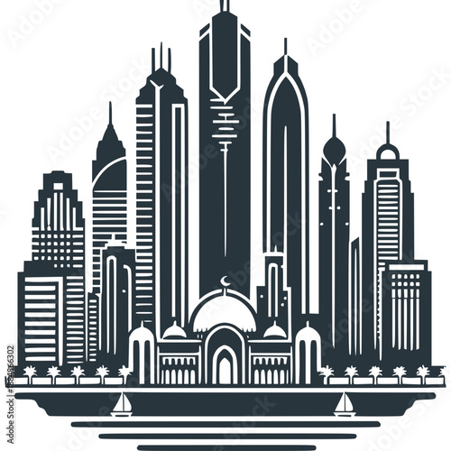 Abu Dhabi Skyline Icon Vector
