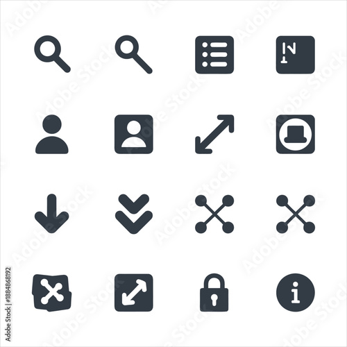 User Interface Search Navigation and Management Vector Icon Set