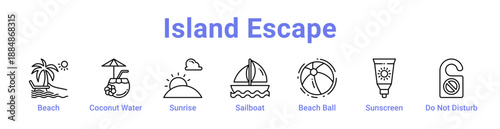 Island Escape Icon Banner and Collection